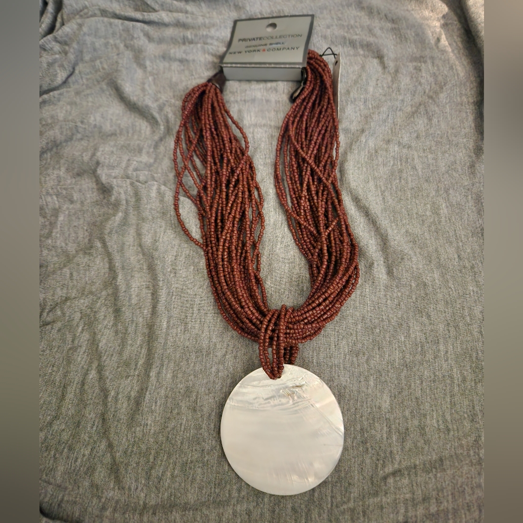 New York And Co. Brown Multistrand With Round Shell Necklace